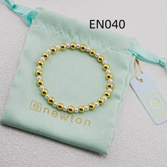 Enewton Gold Bead & White Pearl Bracelet